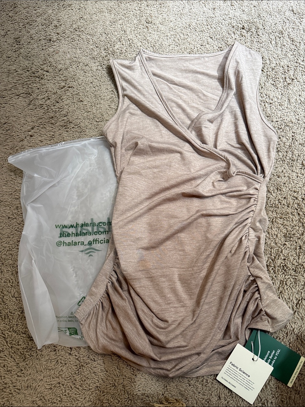 HALARA Sleeveless Ruched Camisole in Taupe